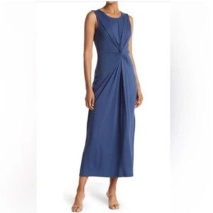 T Tahari Olive Green Twist Front Maxi Dress